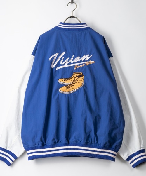 VISION STREET WEAR(ヴィジョンストリートウェア)の「【VISION STREET WEAR/ヴィジョンストリートウェア】袖切替ナイロンスタジャン/バックプリント/ビッグシルエット(スタジャン・メンズ・ブラック/ブルー/グリーン/エメラルド・M/L/XL)」の8枚目の写真