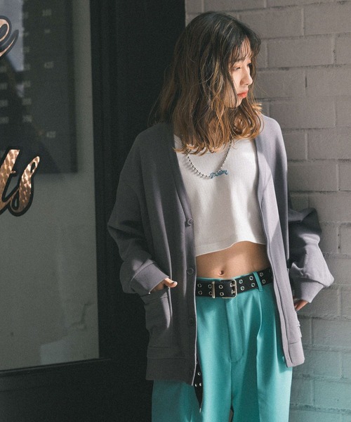 PBLIM（ページボーイリム）の「【PAGEBOYLIM】リラックスカラーカーデ（カーディガン/ボレロ・レディース・チャコールグレー/カーキ/イエロー/アイボリー/グリーン・MEDIUM/LARGE）」の6枚目の写真