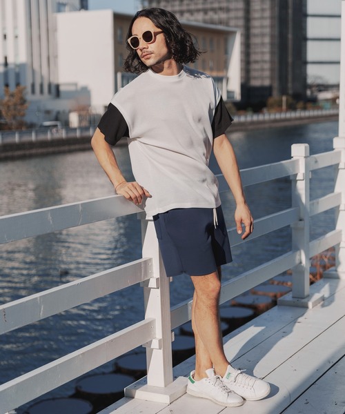 many more times(メニーモアタイムス)の「mt7755-ドロップショルダーワッフルTシャツ(Tシャツ/カットソー・メンズ・ブルーグリーン/カーキ/ホワイト・L/S/M)」の19枚目の写真