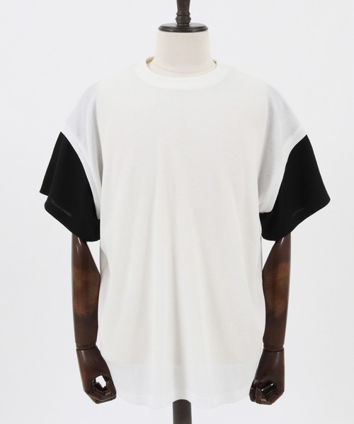 many more times(メニーモアタイムス)の「mt7755-ドロップショルダーワッフルTシャツ(Tシャツ/カットソー・メンズ・ブルーグリーン/カーキ/ホワイト・L/S/M)」の22枚目の写真