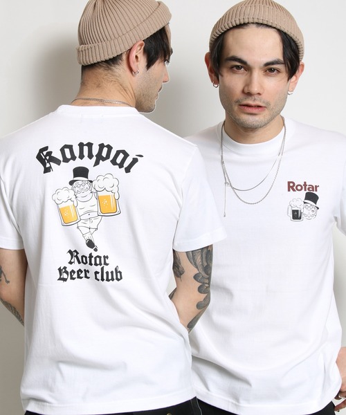 ROTAR(ローター)の「Kanpai Rotar Beer Club Tee カンパイ バックプリント(Tシャツ/カットソー・メンズ・ライム/ピンク系その他/ホワイト・X-LARGE/MEDIUM/SMALL/LARGE)」の2枚目の写真