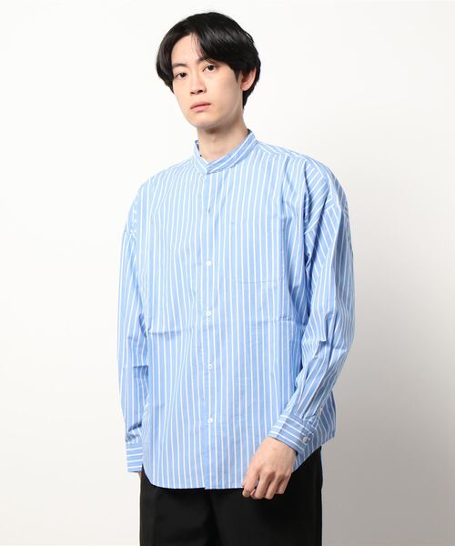 VIBGYOR(ヴィブジョー)の「VIBGYOR Select/ブロードルーズフィットバンドカラーシャツ(シャツ/ブラウス・メンズ・ホワイト/ブラック/サックスブルー/グリーン/グレイッシュベージュ/ホワイト系その他/ブルー系その他/パープル系その他/イエロー系その他・MEDIUM/X-LARGE/LARGE)」の7枚目の写真