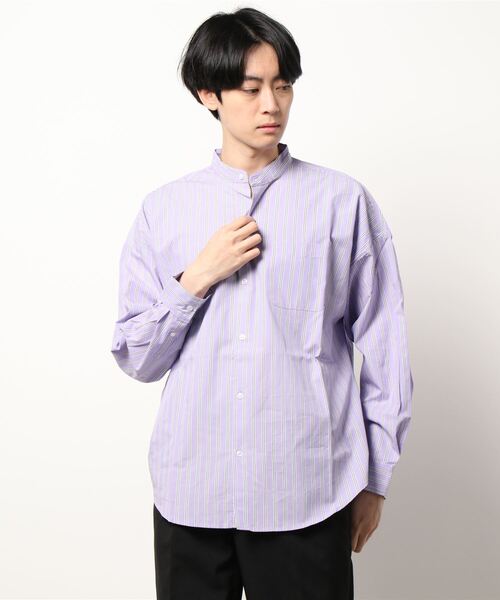 VIBGYOR(ヴィブジョー)の「VIBGYOR Select/ブロードルーズフィットバンドカラーシャツ(シャツ/ブラウス・メンズ・ホワイト/ブラック/サックスブルー/グリーン/グレイッシュベージュ/ホワイト系その他/ブルー系その他/パープル系その他/イエロー系その他・MEDIUM/X-LARGE/LARGE)」の8枚目の写真