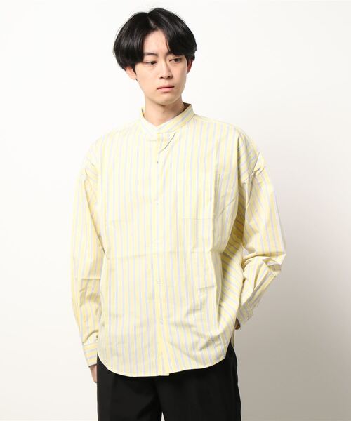 VIBGYOR(ヴィブジョー)の「VIBGYOR Select/ブロードルーズフィットバンドカラーシャツ(シャツ/ブラウス・メンズ・ホワイト/ブラック/サックスブルー/グリーン/グレイッシュベージュ/ホワイト系その他/ブルー系その他/パープル系その他/イエロー系その他・MEDIUM/X-LARGE/LARGE)」の9枚目の写真