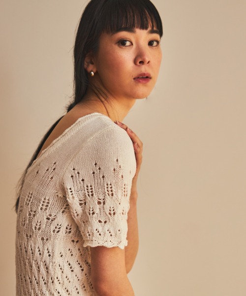 ReNorm（リノーム）の「かぎ針ニットワンピース（ワンピース・レディース・ホワイト/ブラック/オレンジ・フリー）」の5枚目の写真