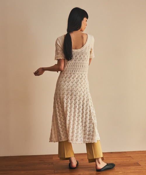 ReNorm（リノーム）の「かぎ針ニットワンピース（ワンピース・レディース・ホワイト/ブラック/オレンジ・フリー）」の7枚目の写真