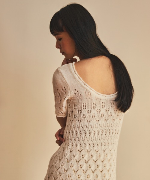 ReNorm（リノーム）の「かぎ針ニットワンピース（ワンピース・レディース・ホワイト/ブラック/オレンジ・フリー）」の8枚目の写真