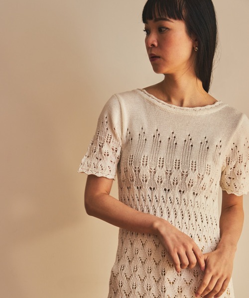 ReNorm（リノーム）の「かぎ針ニットワンピース（ワンピース・レディース・ホワイト/ブラック/オレンジ・フリー）」の9枚目の写真