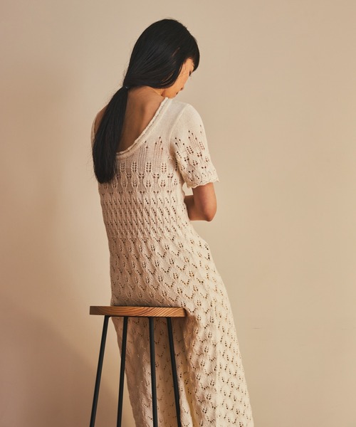 ReNorm（リノーム）の「かぎ針ニットワンピース（ワンピース・レディース・ホワイト/ブラック/オレンジ・フリー）」の10枚目の写真