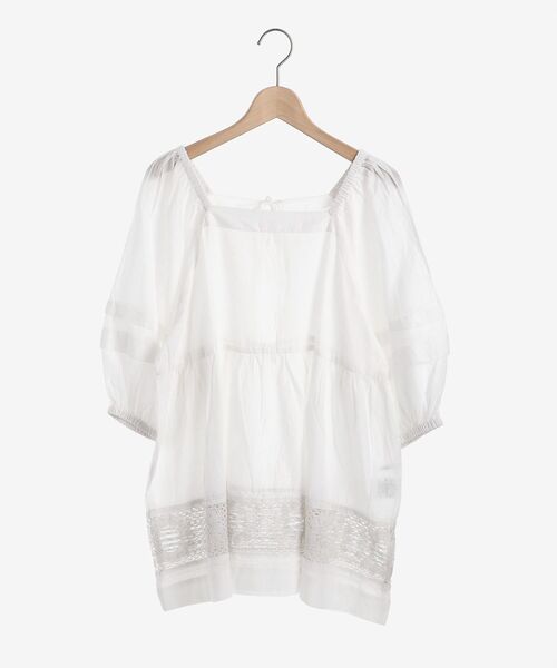 le.coeur blanc（ルクールブラン）の「フラワーレースコットンギャザーブラウス（シャツ/ブラウス・レディース・オフホワイト/ブラック・38）」の11枚目の写真