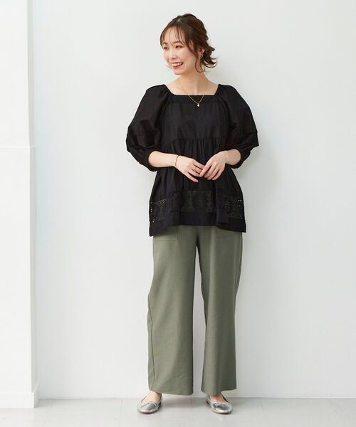 le.coeur blanc（ルクールブラン）の「フラワーレースコットンギャザーブラウス（シャツ/ブラウス・レディース・オフホワイト/ブラック・38）」の19枚目の写真