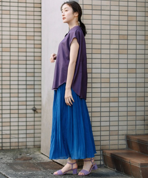 Munich（ミューニック）の「キュプラオーガニックコットンスリーブレスシャツ（シャツ/ブラウス・レディース・ホワイト/パープル/グリーン/ダークグレー・FREE）」の6枚目の写真