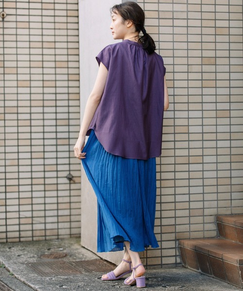 Munich（ミューニック）の「キュプラオーガニックコットンスリーブレスシャツ（シャツ/ブラウス・レディース・ホワイト/パープル/グリーン/ダークグレー・FREE）」の7枚目の写真