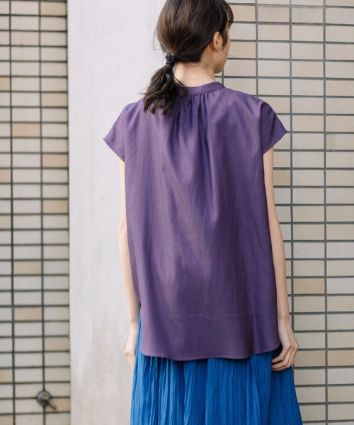 Munich（ミューニック）の「キュプラオーガニックコットンスリーブレスシャツ（シャツ/ブラウス・レディース・ホワイト/パープル/グリーン/ダークグレー・FREE）」の10枚目の写真