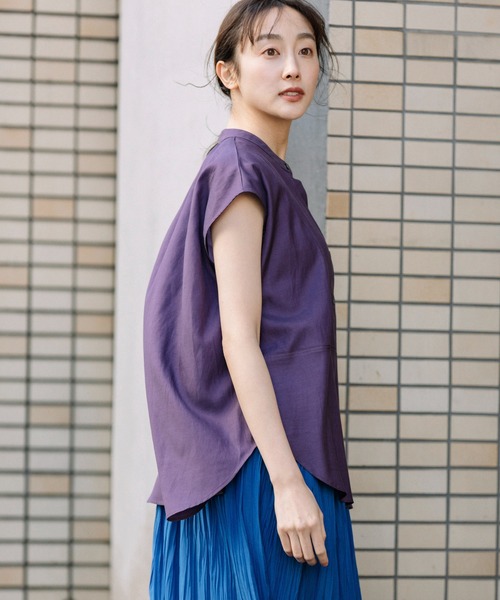 Munich（ミューニック）の「キュプラオーガニックコットンスリーブレスシャツ（シャツ/ブラウス・レディース・ホワイト/パープル/グリーン/ダークグレー・FREE）」の9枚目の写真