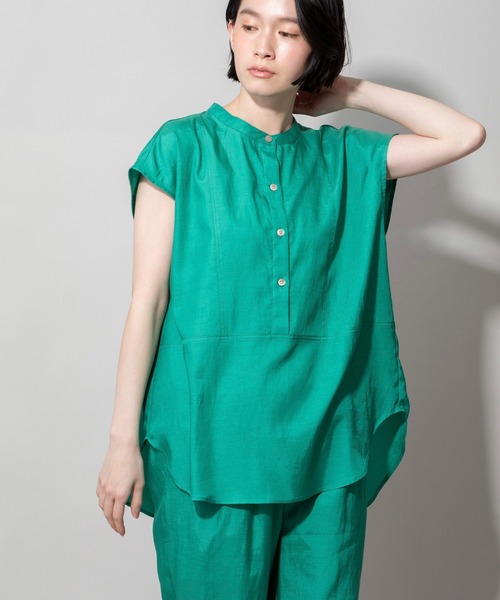 Munich（ミューニック）の「キュプラオーガニックコットンスリーブレスシャツ（シャツ/ブラウス・レディース・ホワイト/パープル/グリーン/ダークグレー・FREE）」の15枚目の写真