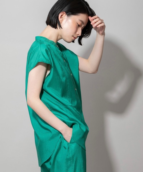 Munich（ミューニック）の「キュプラオーガニックコットンスリーブレスシャツ（シャツ/ブラウス・レディース・ホワイト/パープル/グリーン/ダークグレー・FREE）」の16枚目の写真