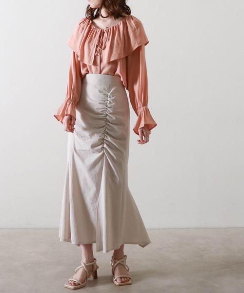 Cheek（チーク）の「【サイズ展開あり】ドロストスリットマーメイドスカート（スカート・レディース・ブラック/サックスブルー/アイボリー・SMALL/MEDIUM）」の5枚目の写真