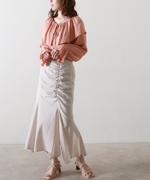 Cheek（チーク）の「【サイズ展開あり】ドロストスリットマーメイドスカート（スカート・レディース・ブラック/サックスブルー/アイボリー・SMALL/MEDIUM）」の9枚目の写真