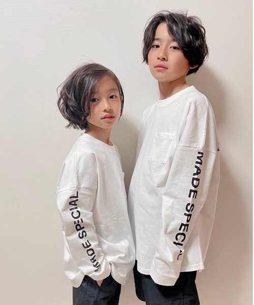 ムラサキスポーツ by RiY(ムラサキスポーツバイアールアイワイ)の「【ZOZOタウン限定アイテム】ANTIBAL/アンティバル x PINKS x RIY監修 キッズ オーバーサイズロンT 221AN3LT042(Tシャツ/カットソー・キッズ・ホワイト/ブラック・130cm/140cm/150cm/160cm)」の7枚目の写真