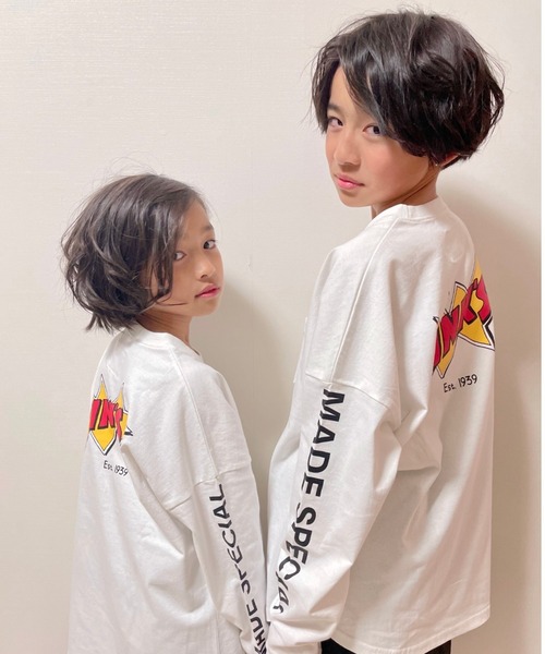 ムラサキスポーツ by RiY(ムラサキスポーツバイアールアイワイ)の「【ZOZOタウン限定アイテム】ANTIBAL/アンティバル x PINKS x RIY監修 キッズ オーバーサイズロンT 221AN3LT042(Tシャツ/カットソー・キッズ・ホワイト/ブラック・130cm/140cm/150cm/160cm)」の5枚目の写真