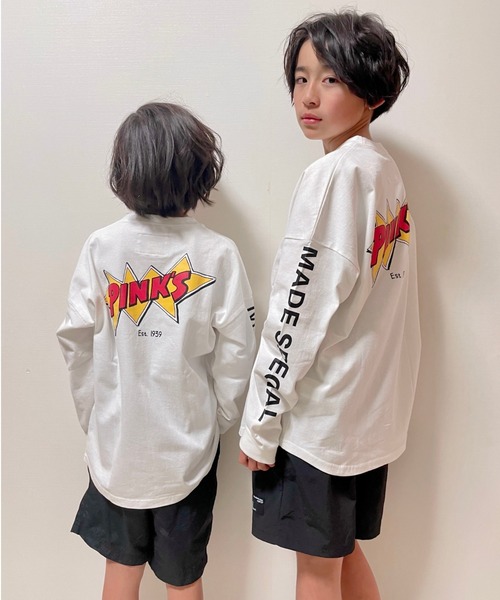 ムラサキスポーツ by RiY(ムラサキスポーツバイアールアイワイ)の「【ZOZOタウン限定アイテム】ANTIBAL/アンティバル x PINKS x RIY監修 キッズ オーバーサイズロンT 221AN3LT042(Tシャツ/カットソー・キッズ・ホワイト/ブラック・130cm/140cm/150cm/160cm)」の8枚目の写真