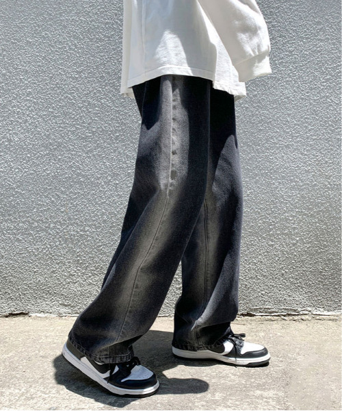 neos（ネオス）の「【neos -addictive design-】ワイドシルエット ビンテージライク グラデーション サイドライン デニム パンツ（デニムパンツ・メンズ・ブラック/ブルー/ブラウン/サックスブルー/ダークインディゴブルー・MEDIUM/LARGE/X-LARGE）」の22枚目の写真