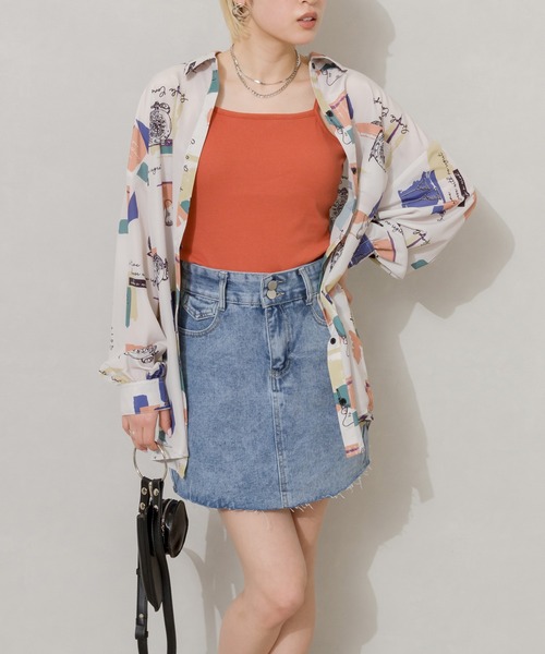 SpRay（スプレイ）の「小物柄　ＢＩＧ　シャツ（シャツ/ブラウス・レディース・ブラック/アイボリー・FREE）」の14枚目の写真