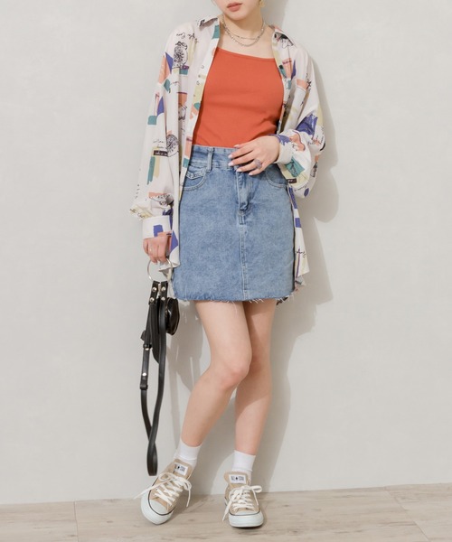 SpRay（スプレイ）の「小物柄　ＢＩＧ　シャツ（シャツ/ブラウス・レディース・ブラック/アイボリー・FREE）」の15枚目の写真