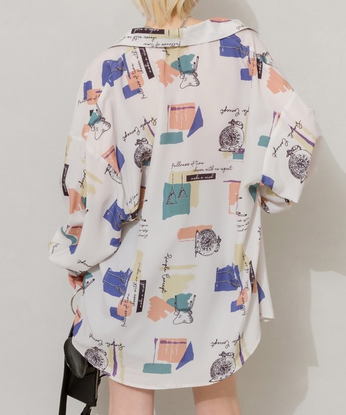 SpRay（スプレイ）の「小物柄　ＢＩＧ　シャツ（シャツ/ブラウス・レディース・ブラック/アイボリー・FREE）」の17枚目の写真