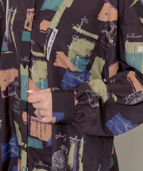 SpRay（スプレイ）の「小物柄　ＢＩＧ　シャツ（シャツ/ブラウス・レディース・ブラック/アイボリー・FREE）」の19枚目の写真