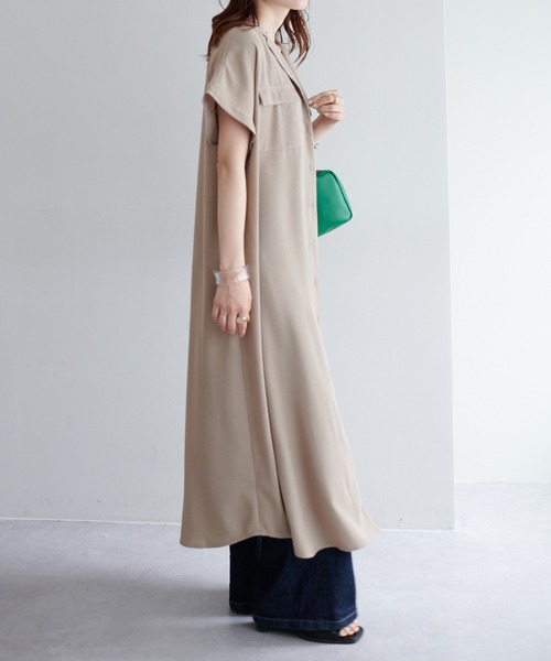 DISCOAT(ディスコート)の「開襟シャツワンピース(シャツワンピース・レディース・パープル/ベージュ/ネイビー/オフホワイト・FREE)」の15枚目の写真