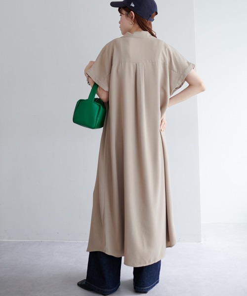 DISCOAT(ディスコート)の「開襟シャツワンピース(シャツワンピース・レディース・パープル/ベージュ/ネイビー/オフホワイト・FREE)」の16枚目の写真