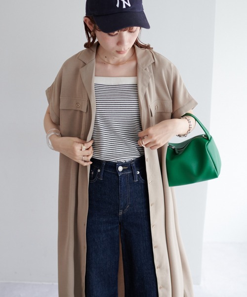 DISCOAT(ディスコート)の「開襟シャツワンピース(シャツワンピース・レディース・パープル/ベージュ/ネイビー/オフホワイト・FREE)」の18枚目の写真