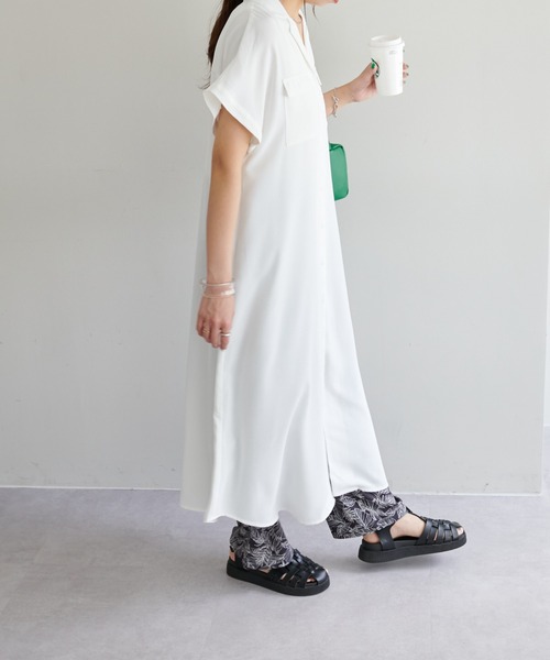 DISCOAT(ディスコート)の「開襟シャツワンピース(シャツワンピース・レディース・パープル/ベージュ/ネイビー/オフホワイト・FREE)」の11枚目の写真