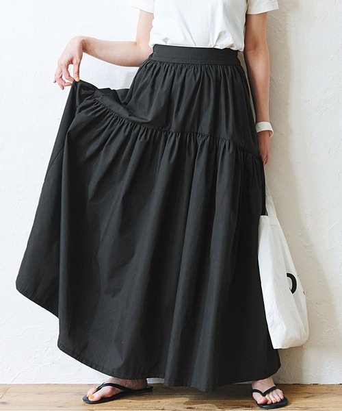 coca（coca）（コカ）の「大人のギャザーマキシスカート（スカート・レディース・ブラック/ブラウン・SHORT/LONG）」の2枚目の写真