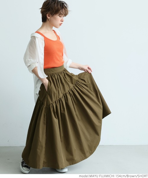 coca（coca）（コカ）の「大人のギャザーマキシスカート（スカート・レディース・ブラック/ブラウン・SHORT/LONG）」の10枚目の写真