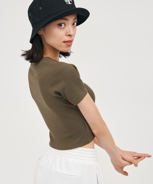 BACK TO THE FIELD（バック トゥー ザ フィールド）の「【MLB】変形バストオープンリブトップス（Tシャツ/カットソー・レディース・キャメル/グリーン/ブラック・FREE）」の14枚目の写真