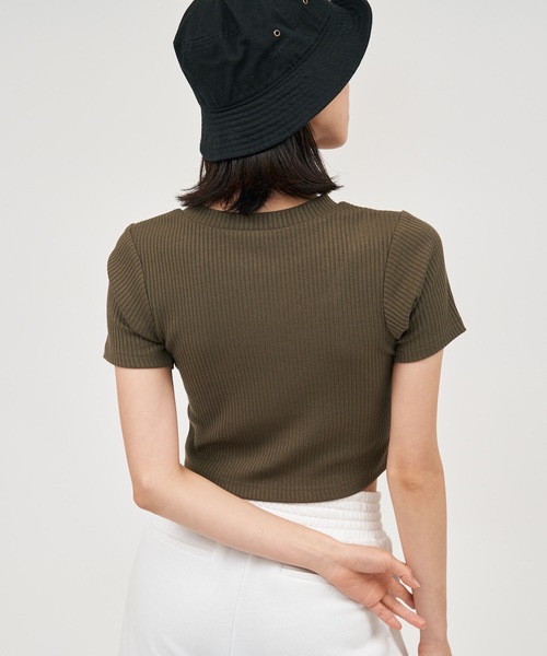 BACK TO THE FIELD（バック トゥー ザ フィールド）の「【MLB】変形バストオープンリブトップス（Tシャツ/カットソー・レディース・キャメル/グリーン/ブラック・FREE）」の15枚目の写真