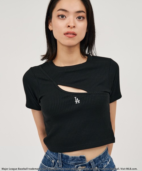 BACK TO THE FIELD（バック トゥー ザ フィールド）の「【MLB】変形バストオープンリブトップス（Tシャツ/カットソー・レディース・キャメル/グリーン/ブラック・FREE）」の16枚目の写真