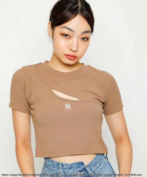 BACK TO THE FIELD（バック トゥー ザ フィールド）の「【MLB】変形バストオープンリブトップス（Tシャツ/カットソー・レディース・キャメル/グリーン/ブラック・FREE）」の7枚目の写真