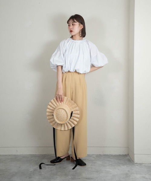 Amiur（エミレ）の「balloon sleeve gather blouse（シャツ/ブラウス・レディース・ホワイト/ブラック・FREE）」の4枚目の写真