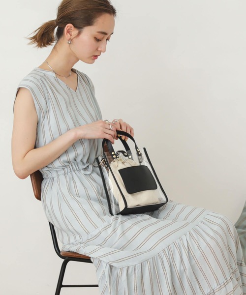 SENSE OF PLACE by URBAN RESEARCH（センスオブプレイスバイアーバンリサーチ）の「スクエアクリアショルダーバッグ（ショルダーバッグ・レディース・アイボリー/ダークブラウン/ブラック・ONE）」の5枚目の写真