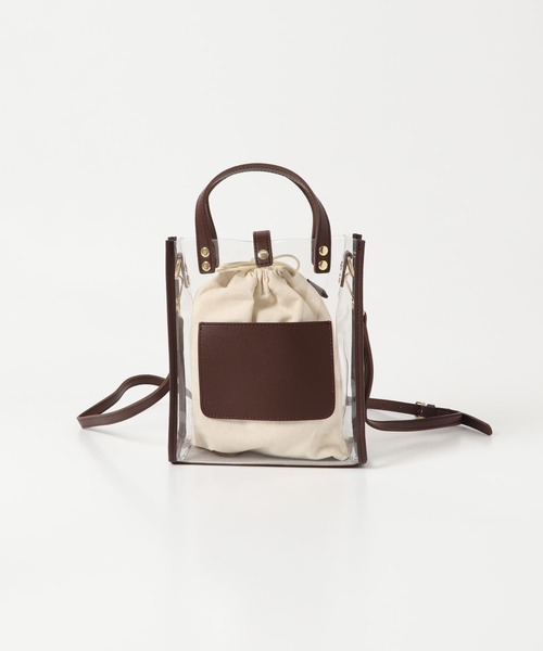 SENSE OF PLACE by URBAN RESEARCH（センスオブプレイスバイアーバンリサーチ）の「スクエアクリアショルダーバッグ（ショルダーバッグ・レディース・アイボリー/ダークブラウン/ブラック・ONE）」の7枚目の写真