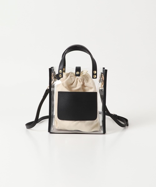 SENSE OF PLACE by URBAN RESEARCH（センスオブプレイスバイアーバンリサーチ）の「スクエアクリアショルダーバッグ（ショルダーバッグ・レディース・アイボリー/ダークブラウン/ブラック・ONE）」の8枚目の写真