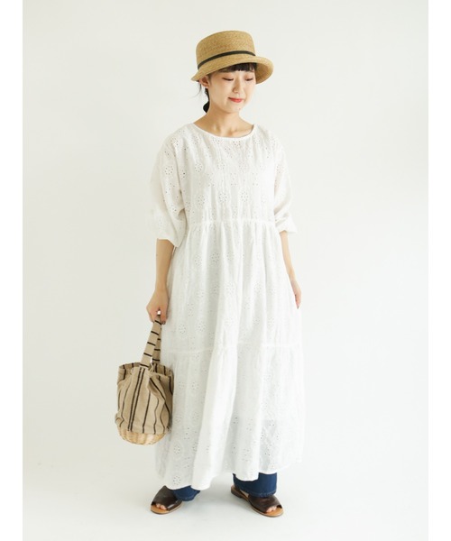 Samansa Mos2（サマンサ モスモス）の「【FROM INDIA】前後着カットワークワンピース（ワンピース・レディース・ブラック/ベージュ/オフホワイト/ピンク/グリーン・ﾌﾘ-）」の20枚目の写真