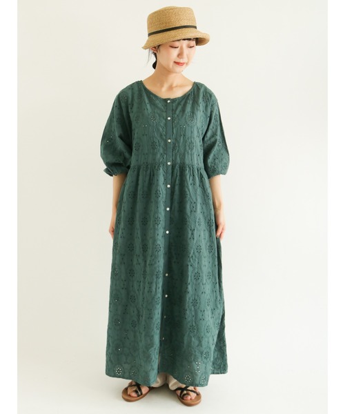 Samansa Mos2（サマンサ モスモス）の「【FROM INDIA】前後着カットワークワンピース（ワンピース・レディース・ブラック/ベージュ/オフホワイト/ピンク/グリーン・ﾌﾘ-）」の22枚目の写真