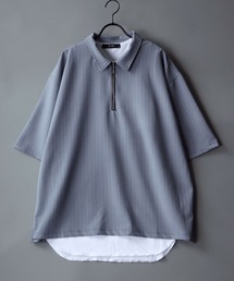 wide silhouette half zip  shirt & layered tank top/ワイドシルエット ハーフジップ シャツ＆レイヤードタンクトップ