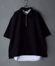 wide silhouette half zip  shirt & layered tank top/ワイドシルエット ハーフジップ シャツ＆レイヤードタンクトップ