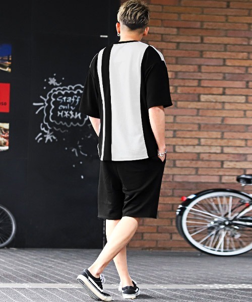 LUXSTYLE（ラグスタイル）の「梨地切替BIGTシャツ（Tシャツ/カットソー・メンズ・ホワイト/ブラック/ホワイト系その他/ブラック系その他・M/L）」の11枚目の写真